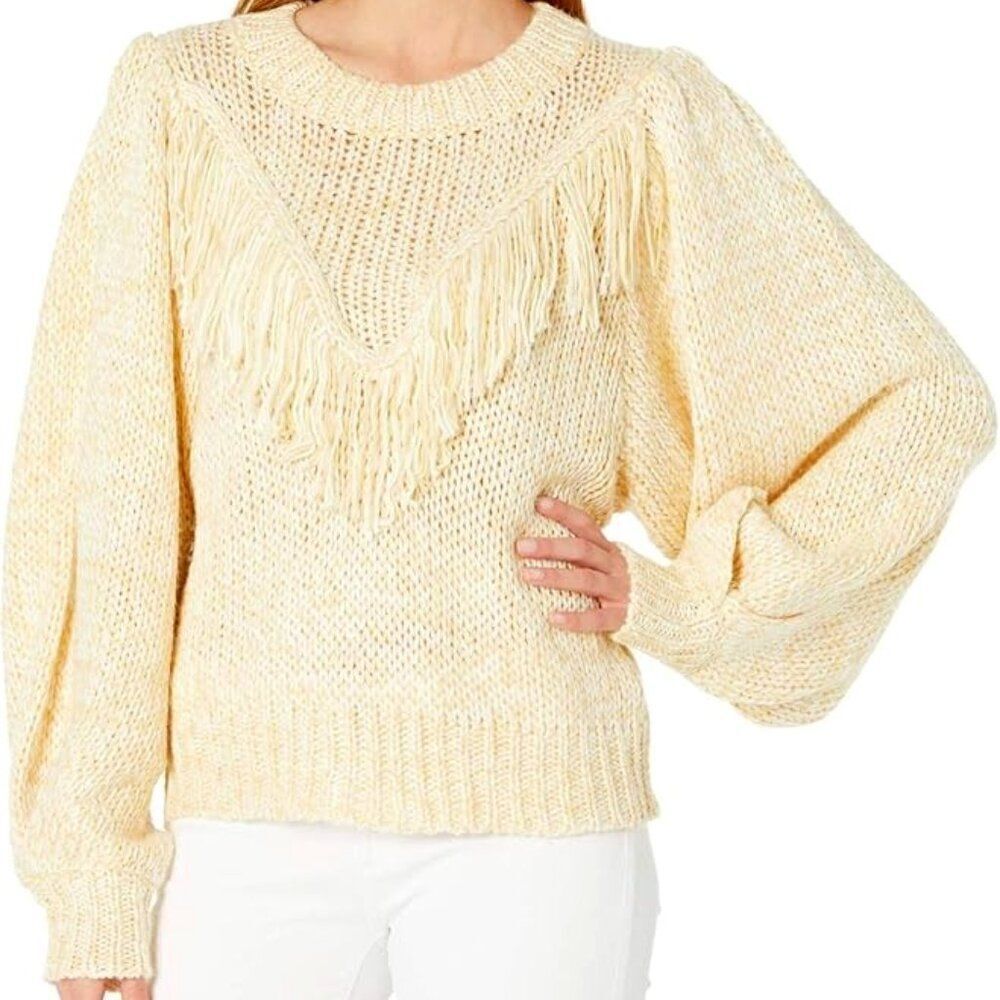 MINKPINK Rosalyn Fringing Jumper Yellow Oversized Chunky Knit PUllover sz M